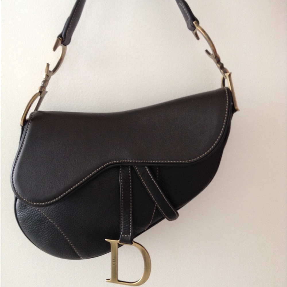 Dior Saddle Bag Black Calfskin Leather-Worn 1 time